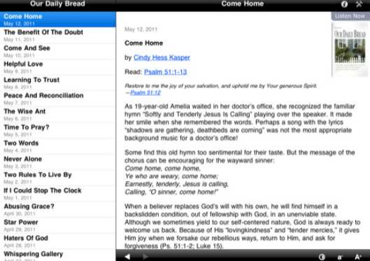 iPhone utilized for daily devotions with Daily Bread