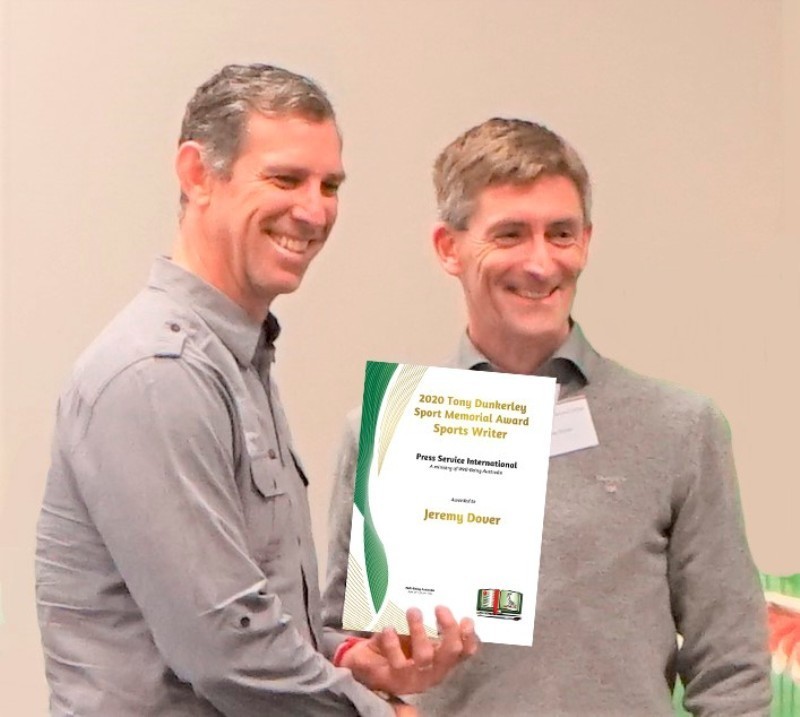 Jeremy Dover wins 2020 Tony Dunkerley Sport Writers Award
